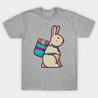 cute easter bunny with colorful eggs in basket backpack T-Shirt